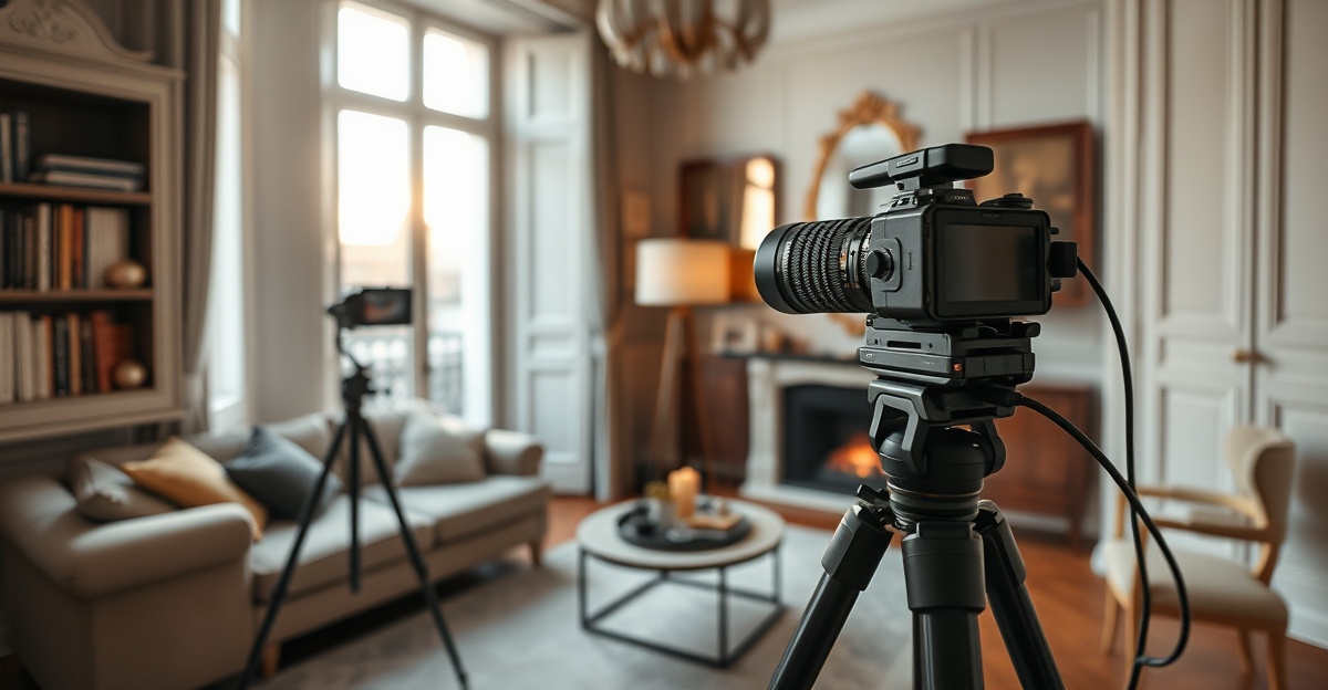 Caméra 360 professionnelle dans un salon lumineux à Bordeaux